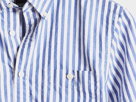 Bold Stripe Button Down Shirt in Blue For Discount