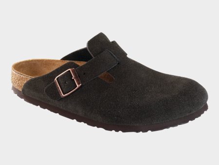 Birkenstock Boston Suede Soft Footbed in Mocha Hot on Sale