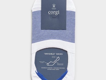 Corgi No Show Micro Stripe Sock in White For Cheap