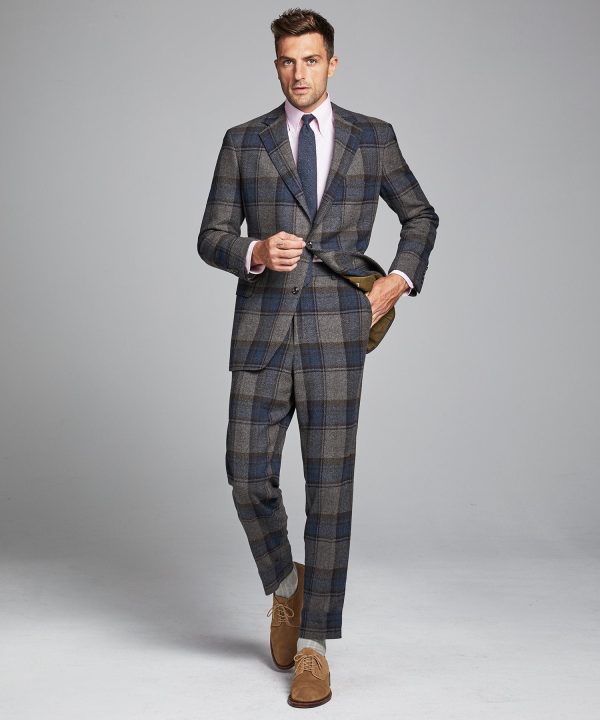 Oversized Check Sack Suit Coat in Charcoal Fashion