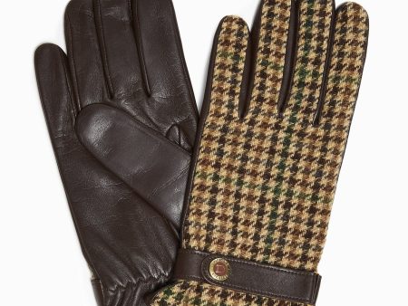 Dents Abraham Moon Dogtooth Tweed Gloves in Brown For Discount