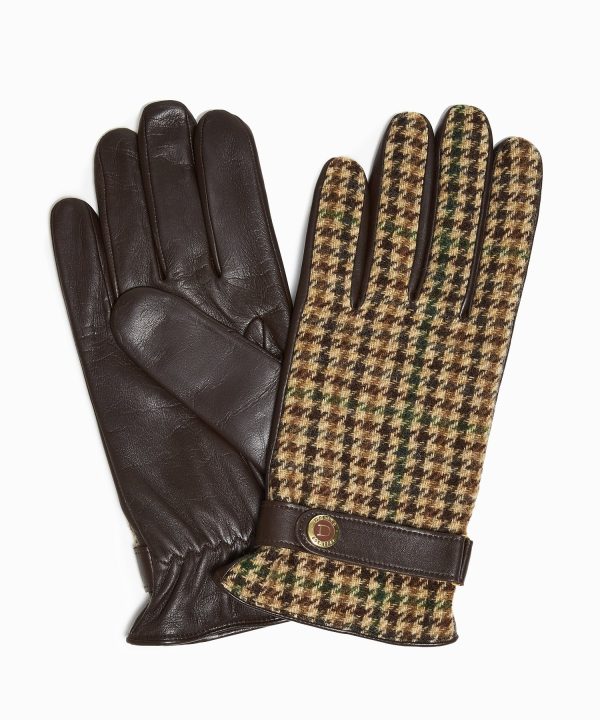 Dents Abraham Moon Dogtooth Tweed Gloves in Brown For Discount