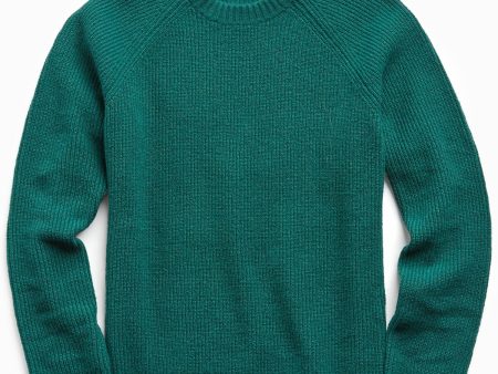 Italian Ribbed Raglan Crew in Hunter Green For Sale