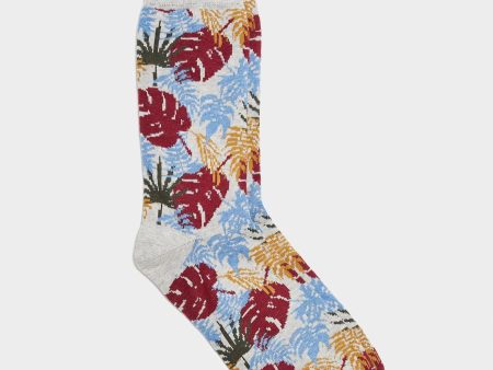 Corgi Fan Leaf Floral Sock In Silver Fashion